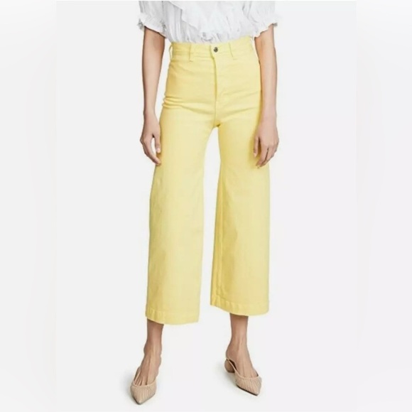 Veronica Beard Denim - Veronica Beard Cynthia Gaucho CROP WIDE LEG JEANS Denim 12.5” Yellow sz 24